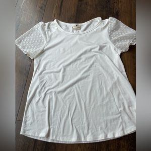 White polka dot sheer sleeve t-shirt